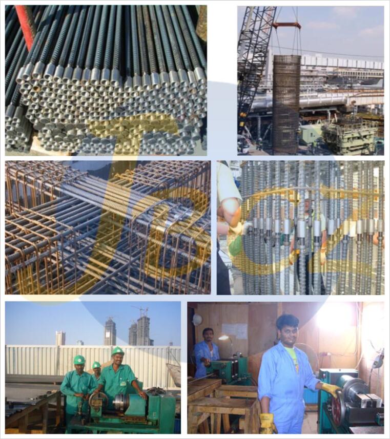 Real application pictures in rebar thread job site