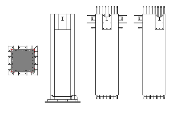 Diagram of adjustable assembly of vertical column pouring